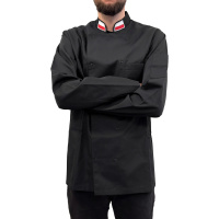 Bluza kucharska z długim rękawem, dwurzędowa, męska, czarna, rozmiar M/182, wzór 1d