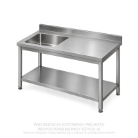 Stół ze zlewem 1-komorowym, półką i rantem tylnym EGAZ E2040L