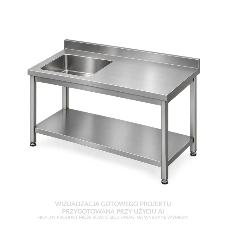 Stół ze zlewem 1-komorowym, półką i rantem tylnym EGAZ E2040L