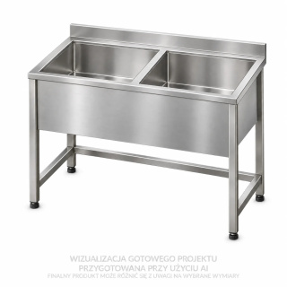 Basen 2-komorowy z rantem tylnym EGAZ E2820 (1300 x 600 x 300 mm)