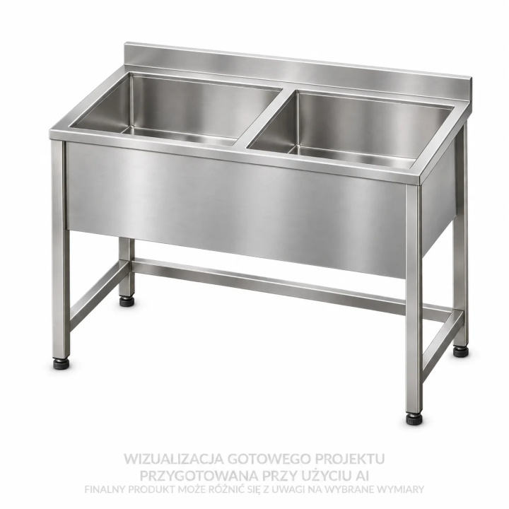 Basen 2-komorowy z rantem tylnym EGAZ E2820 (1300 x 600 x 300 mm)