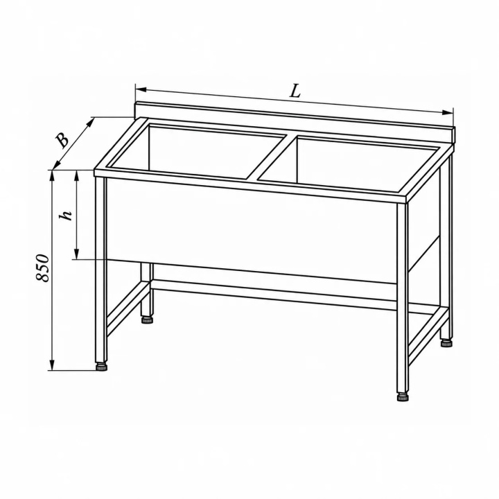 Basen 2-komorowy z rantem tylnym EGAZ E2820 (1600 x 700 x 300 mm)