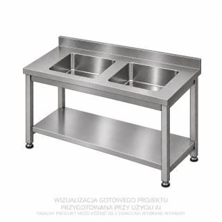 Stół ze zlewem 2-komorowym i rantem tylnym EGAZ E2240
